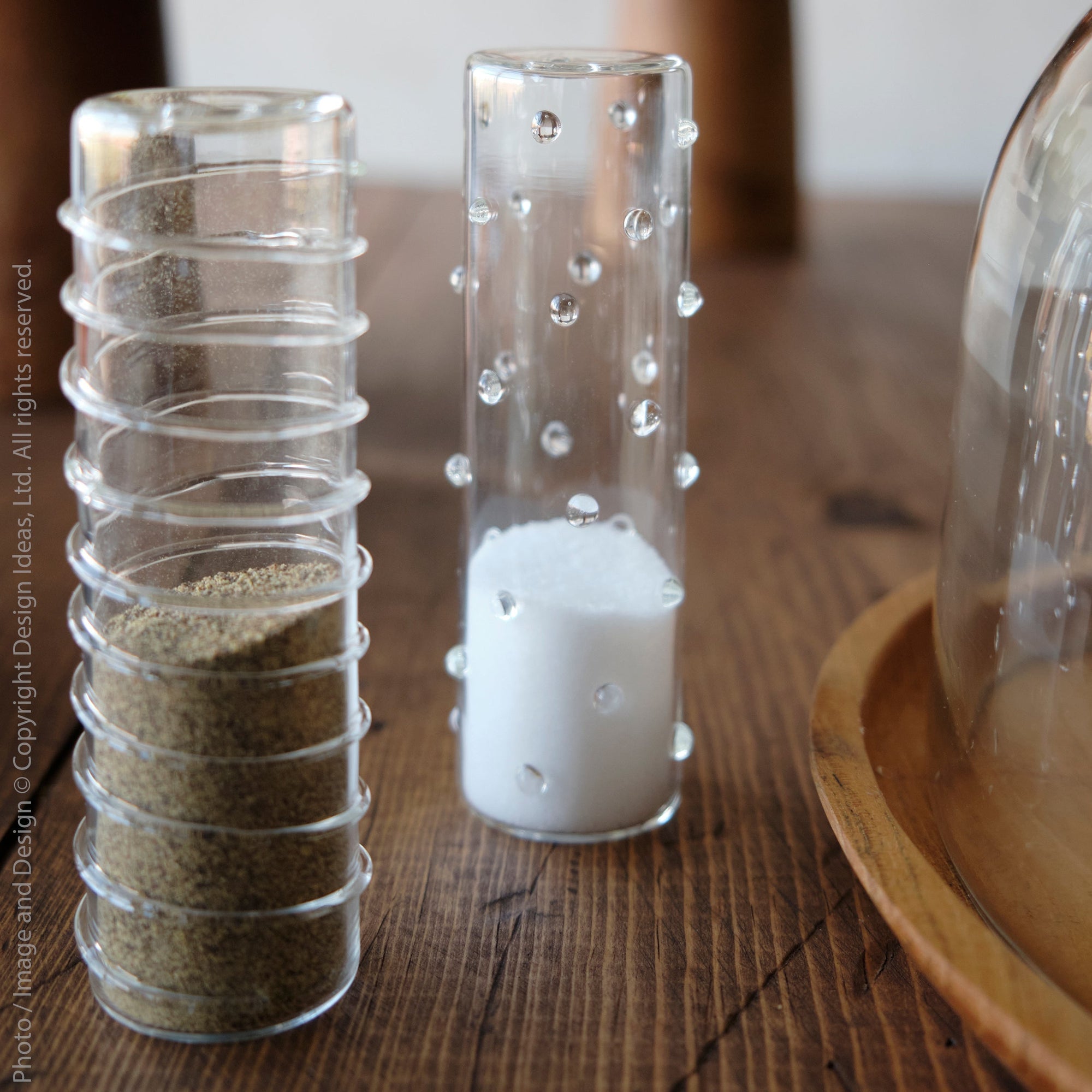 Livenza Borosilicate Glass Salt & Pepper Shakers Black Color | Image 3 | From the Livenza Collection | Exquisitely made with natural borosilicate glass for long lasting use | Available in gray color | texxture home