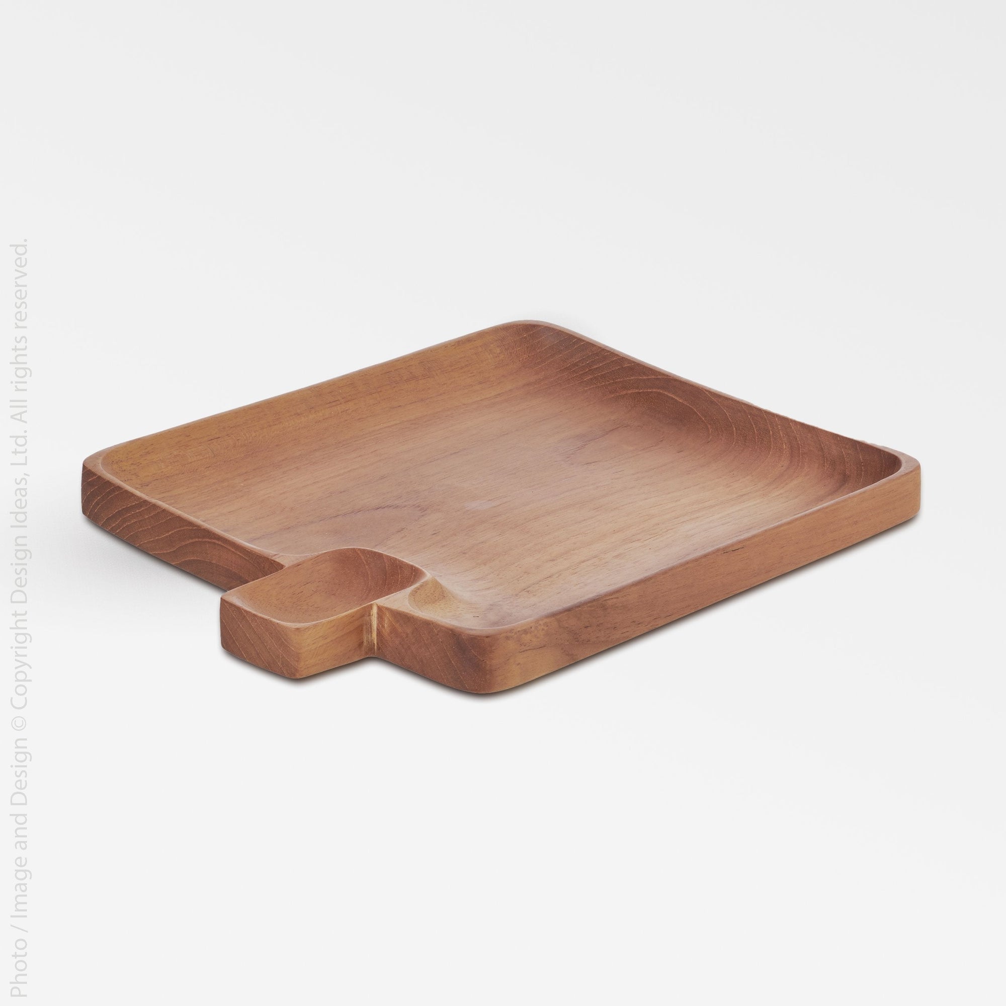 Chiku Teak Platter (Thumb Cavity) - Natural Color | Image 1 | From the Chiku Collection | Exquisitely crafted with natural teak for long lasting use | This platter is sustainably sourced | Available in natural color | texxture home