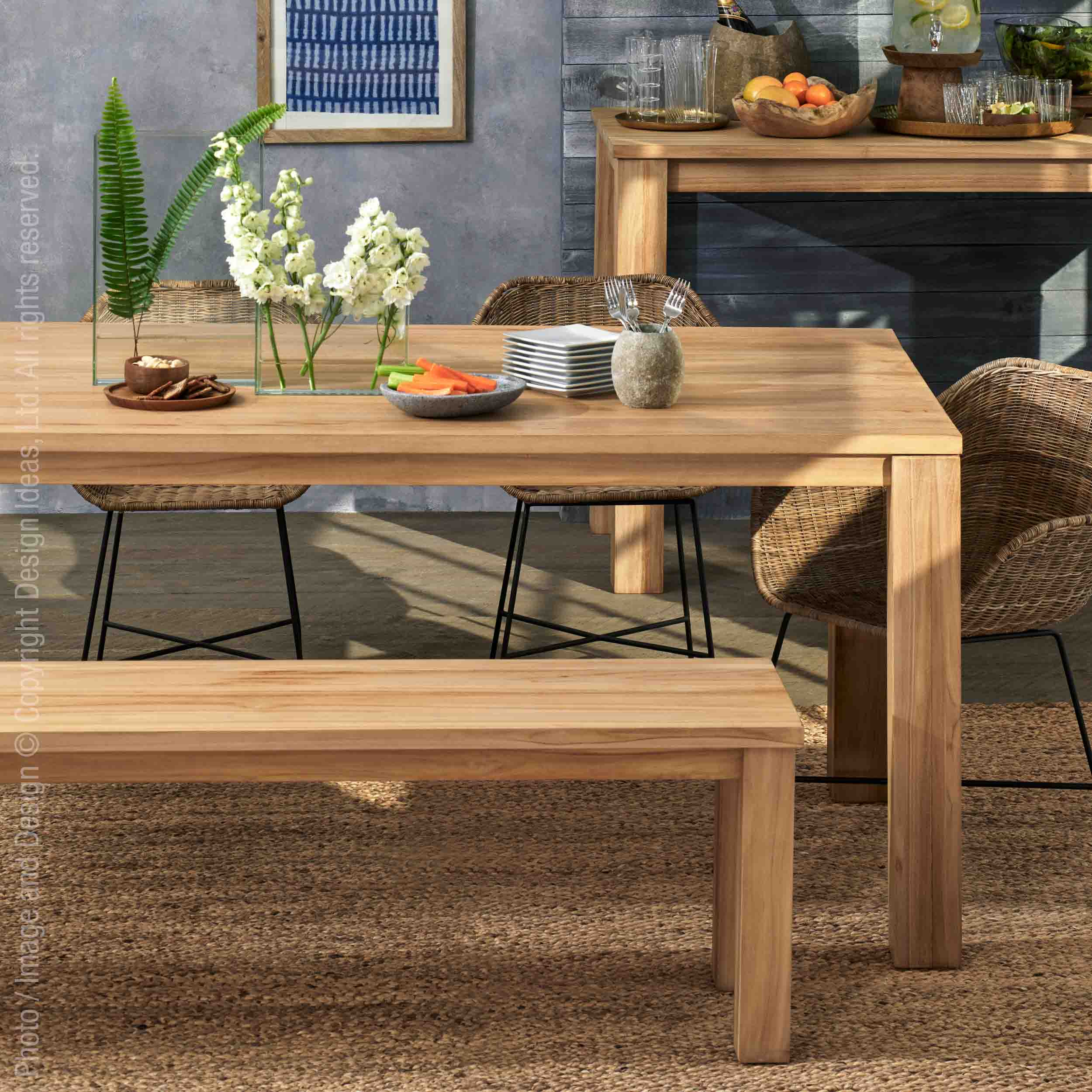 Takara™ Teak Dining Table | Image 1 | From the Takara Collection | Masterfully assembled with natural teak for long lasting use | Available in gray color | texxture home