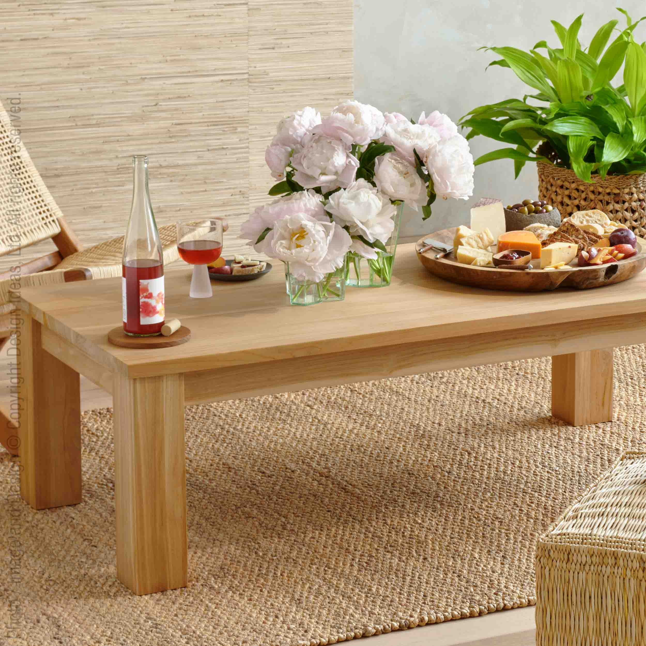 Natural teak online wood coffee table