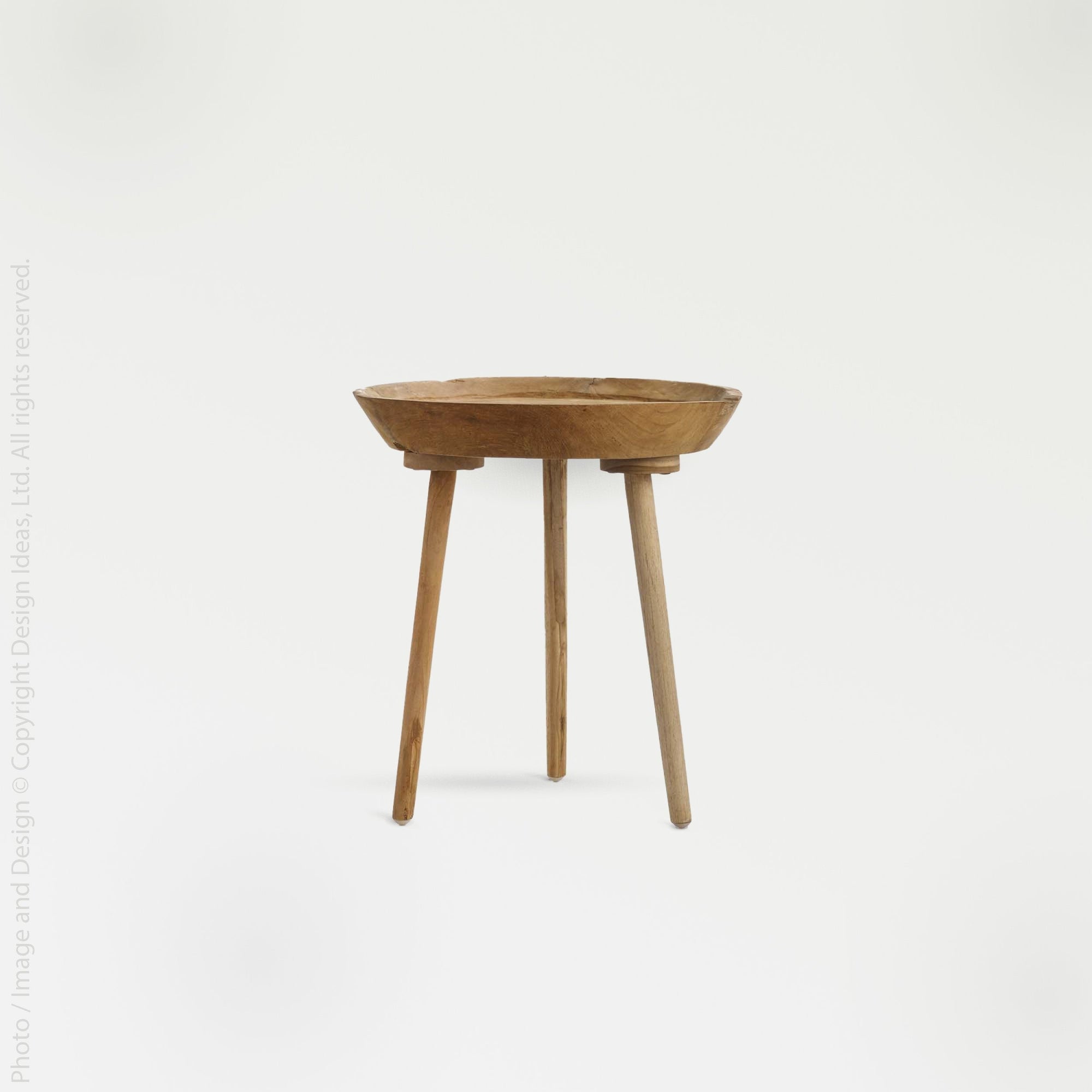 Takara Teak Round Table (Short) - Silver Color | Image 1 | From the Takara Collection | Masterfully assembled with natural teak for long lasting use | This table is sustainably sourced | Available in natural color | texxture home