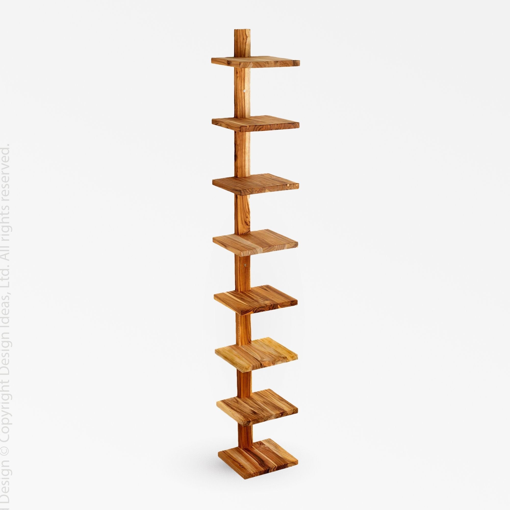 Takara Teak Column Shelf (Large) - Silver Color | Image 1 | From the Takara Collection | Elegantly made with solid teak for long lasting use | This shelf is sustainably sourced | Available in natural color | texxture home