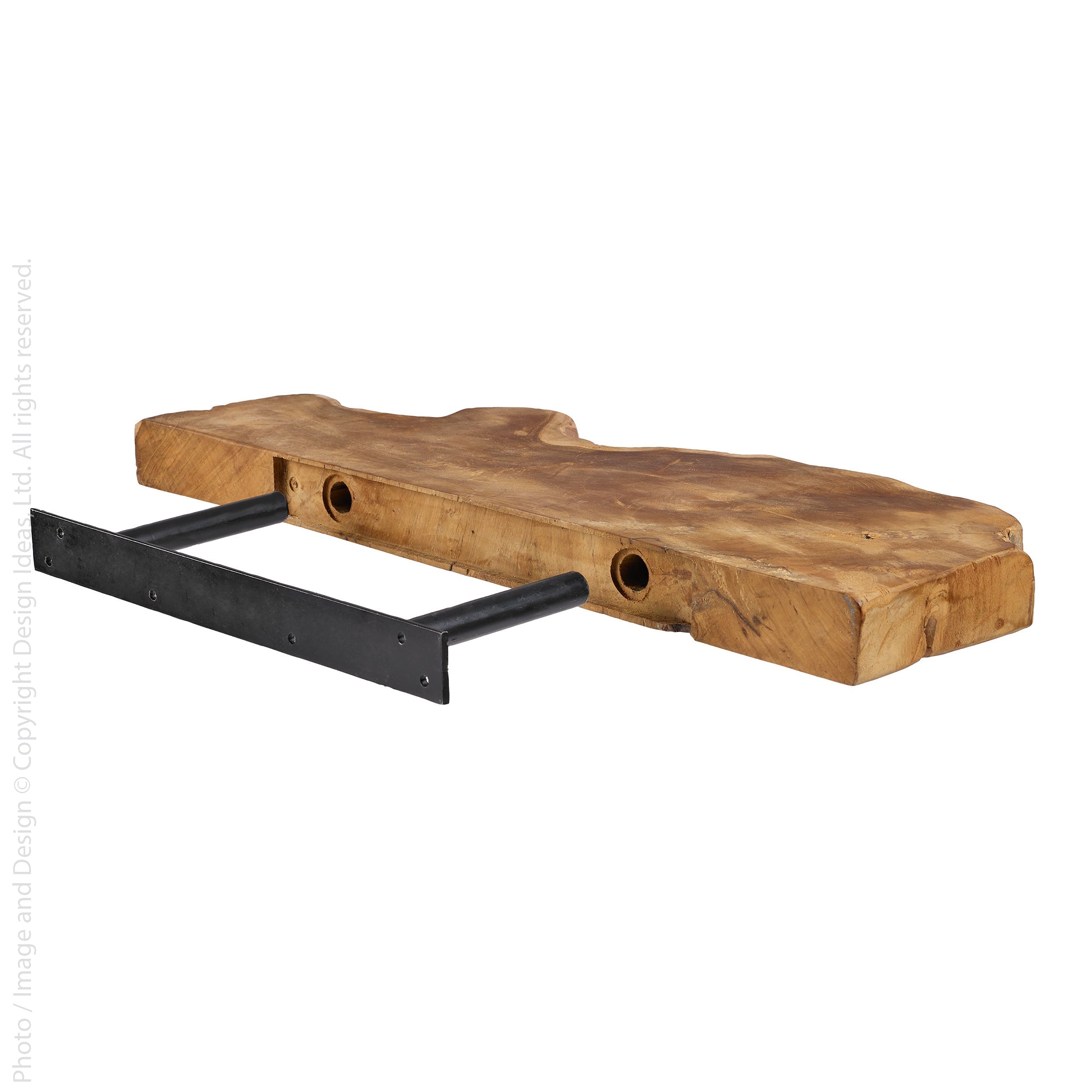 Takara Teak Live Edge Shelf (X-Large) Silver Color | Image 5 | From the Takara Collection | Skillfully assembled with natural teak for long lasting use | This shelf is sustainably sourced | Available in natural color | texxture home