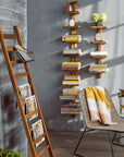 Takara Teak Column Shelf (Large) Silver Color | Image 2 | From the Takara Collection | Elegantly made with solid teak for long lasting use | This shelf is sustainably sourced | Available in natural color | texxture home