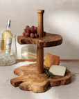 Takara™ Teak Wood Live Edge 2-tier Riser - (colors: Natural) | Premium Riser from the Takara™ collection | made with Teak Wood for long lasting use