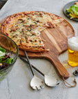 Nama Acacia Round Serving Board Black Color | Image 2 | From the Nama Collection | Exquisitely assembled with natural acacia for long lasting use | Available in black color | texxture home