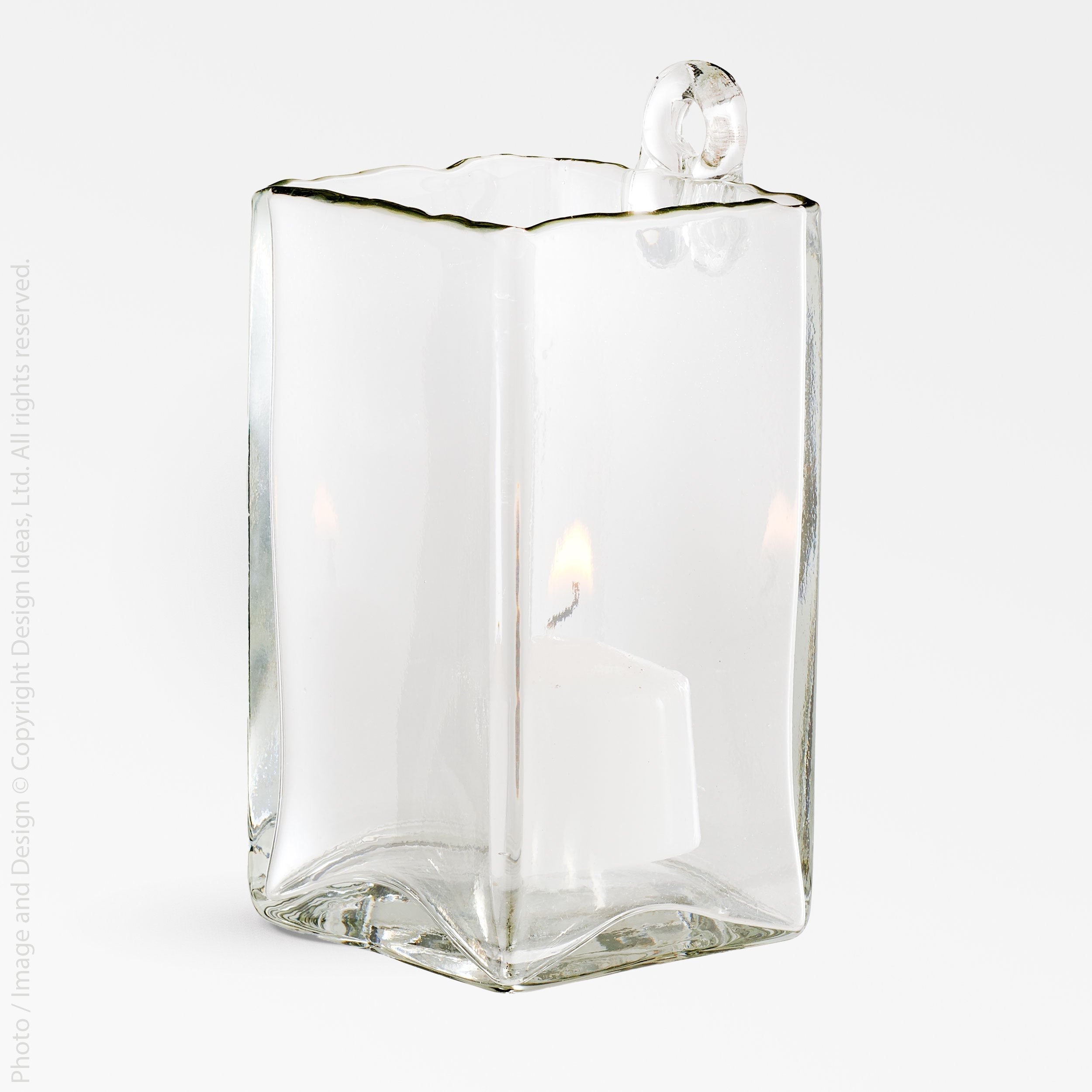 Bowery Glass Candle Holder (Medium) - white color | Image 1 | From the Bowery Collection | Masterfully made with natural glass for long lasting use | Available in clear color | texxture home