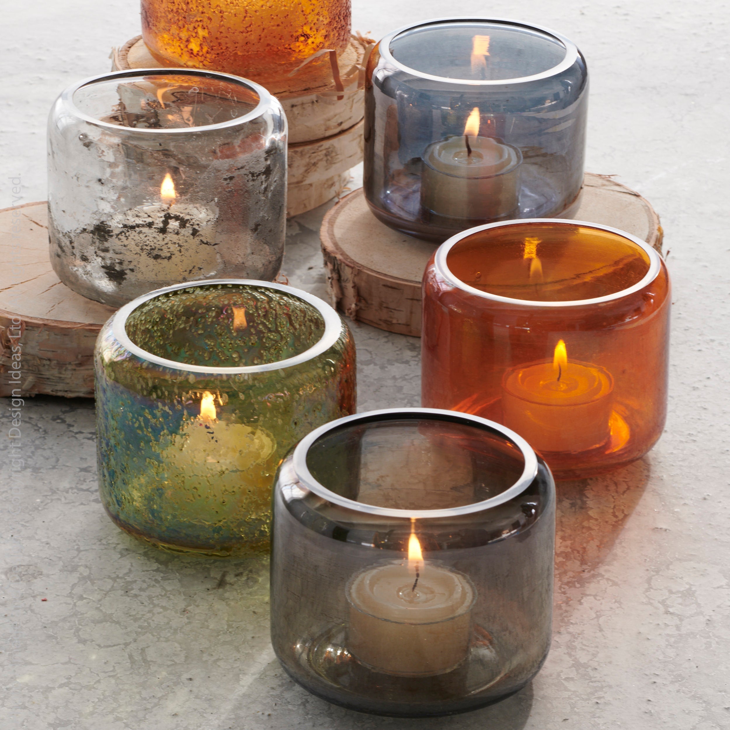 Hubbard Orange Luster Glass Votive Candle Holder Black Color | Image 2 | From the Hubbard Collection | Exquisitely assembled with natural glass for long lasting use | Available in clear color | texxture home