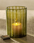 Strathmore™ Mouth Blown Glass Hurricane - (colors: Green) | Premium Candleholder from the Srathmore™ collection | made with Glass for long lasting use