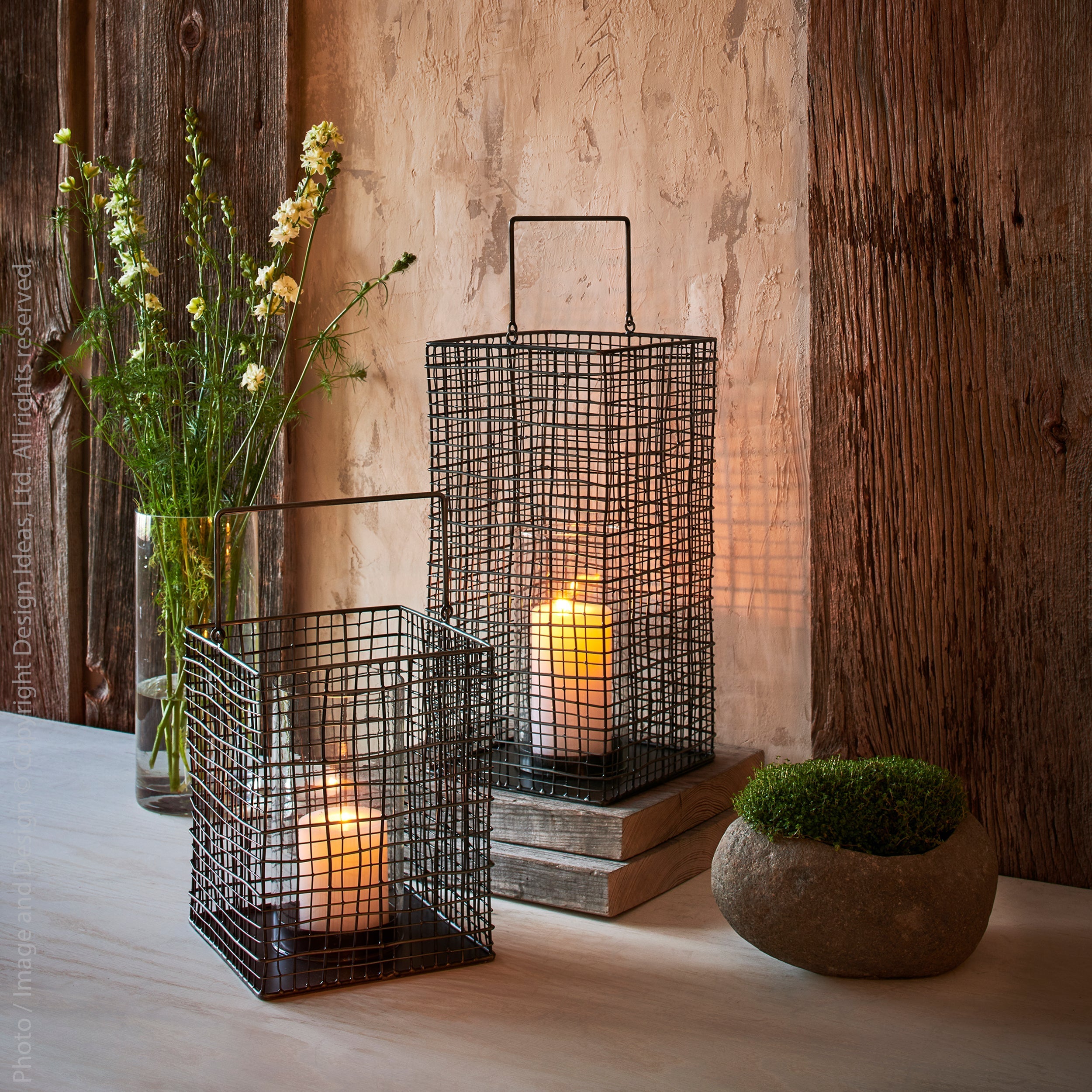 Trellis Glass Lantern (Tall) Clear Color | Image 2 | From the Trellis Collection | Expertly crafted with natural glass for long lasting use | Available in clear color | texxture home