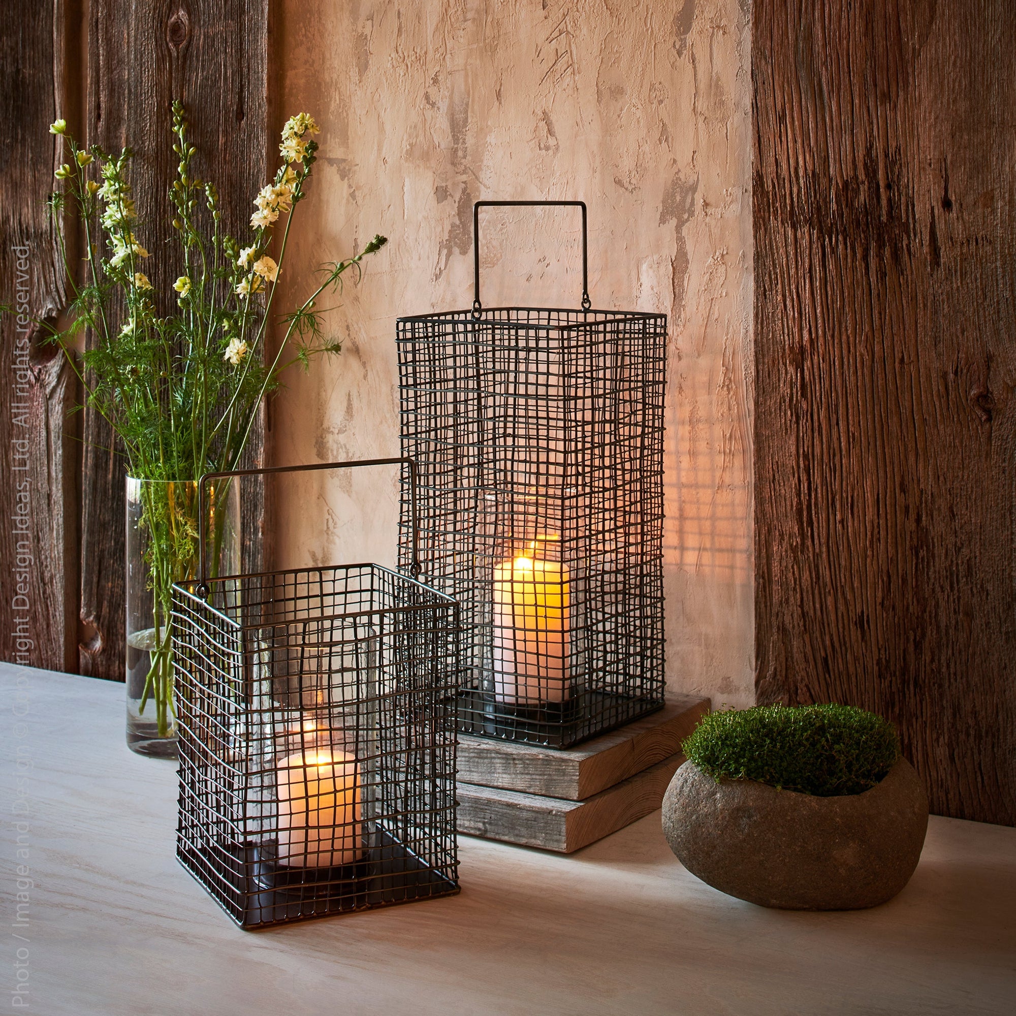 Trellis Glass Lantern (Tall) Clear Color | Image 2 | From the Trellis Collection | Expertly crafted with natural glass for long lasting use | Available in clear color | texxture home