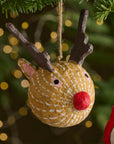 Sugarplum™ Cotton Mache Reindeer Round Ornament