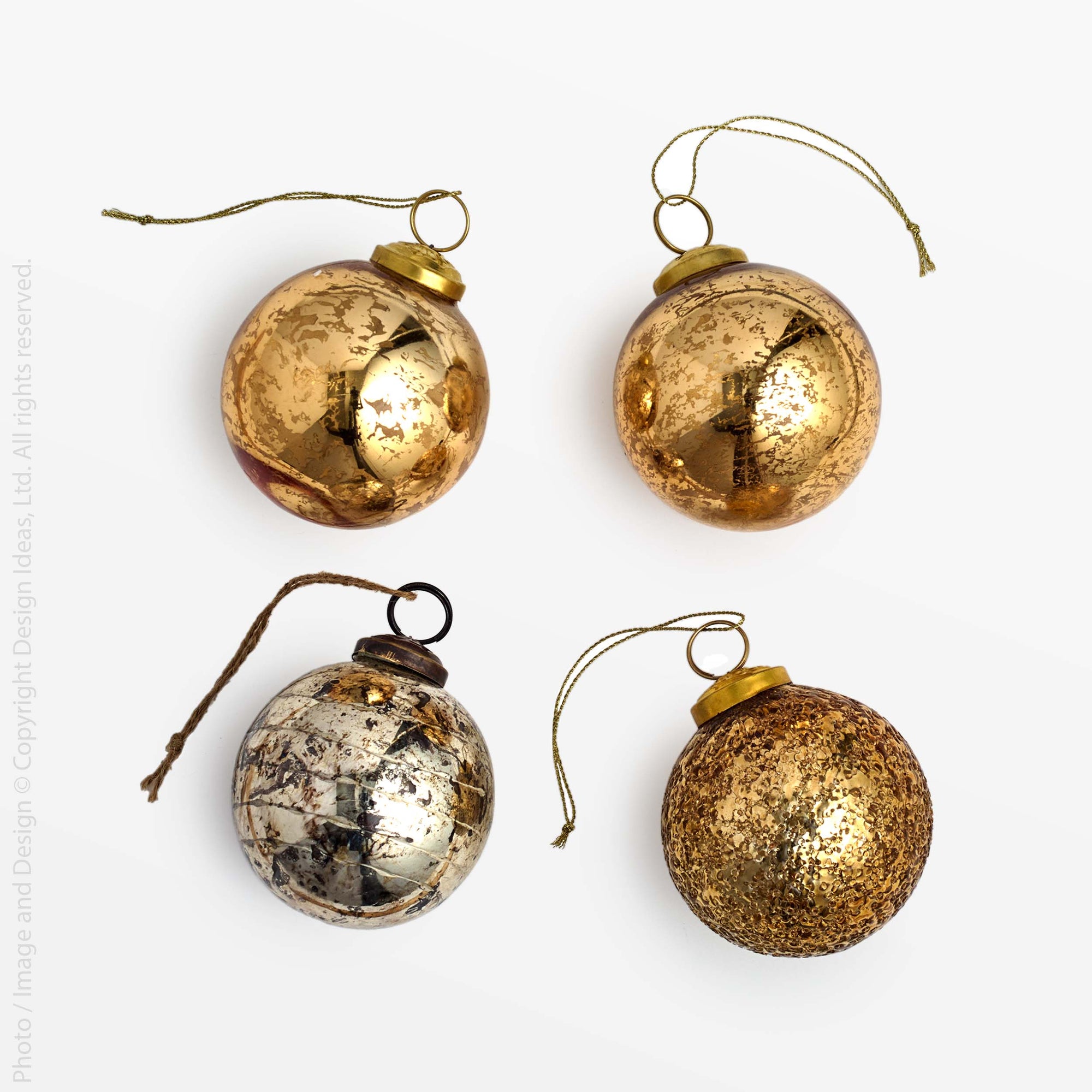 Auban™ Mouth Blown Glass Ornaments - 3 inch (set of 4)