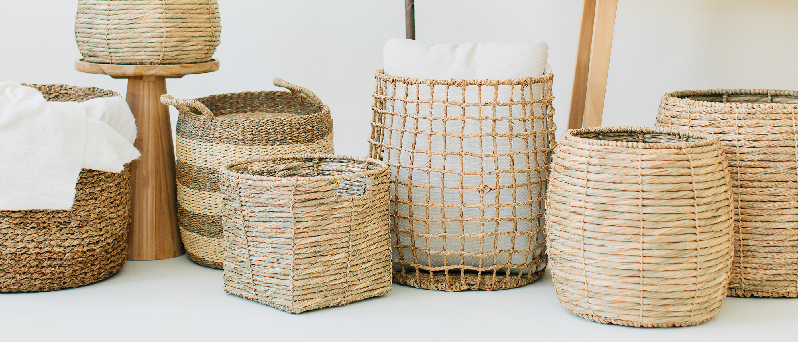 baskets and bins collection hero image |  Made with natural materials from all over the world | texxture home