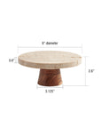 Marbella™ Small Handmade Travertine and Wood Riser (8 in.)