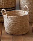 Maiz™ Small Woven Corn Husk Basket with Handles
