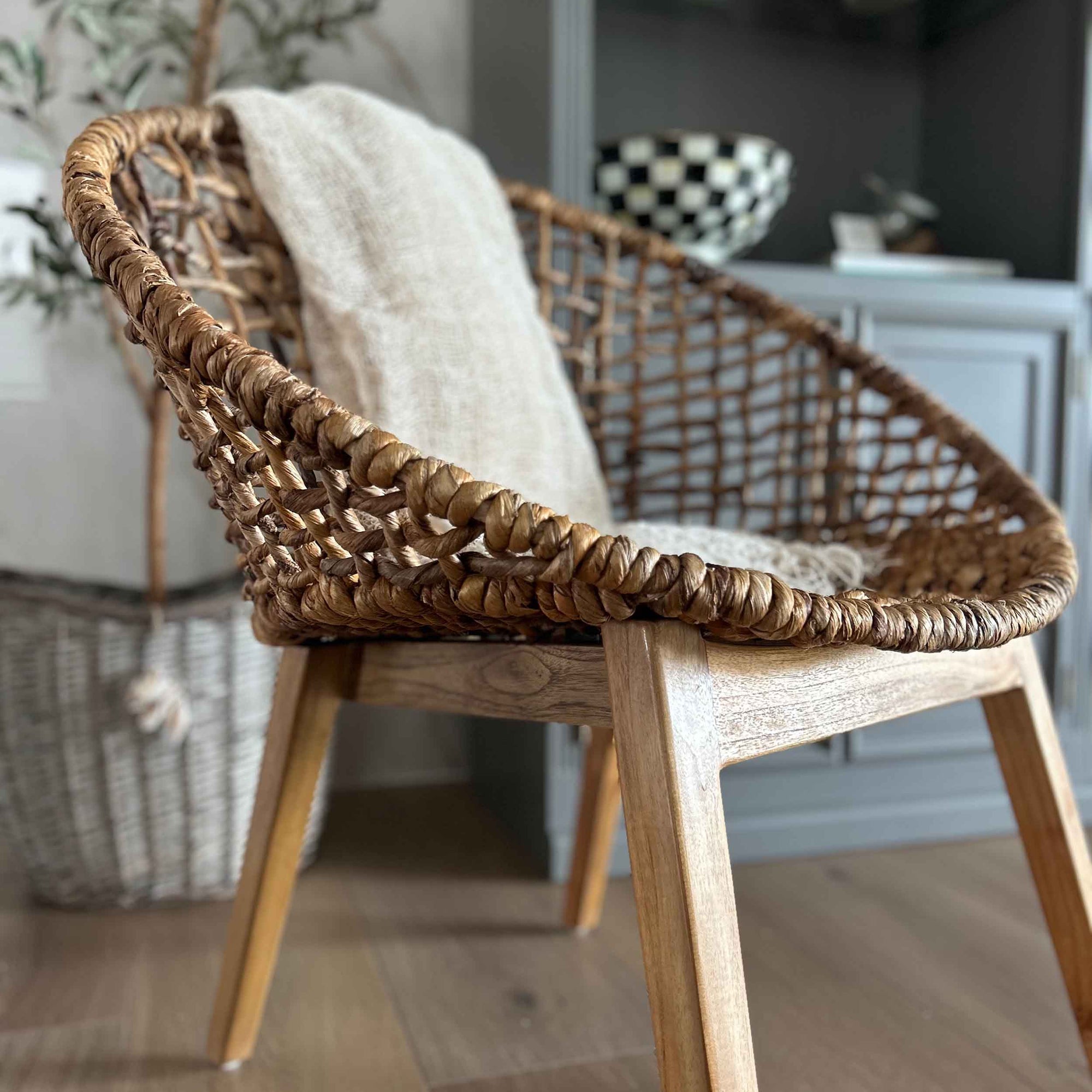 Paloma™ Abaca, wood and iron chair