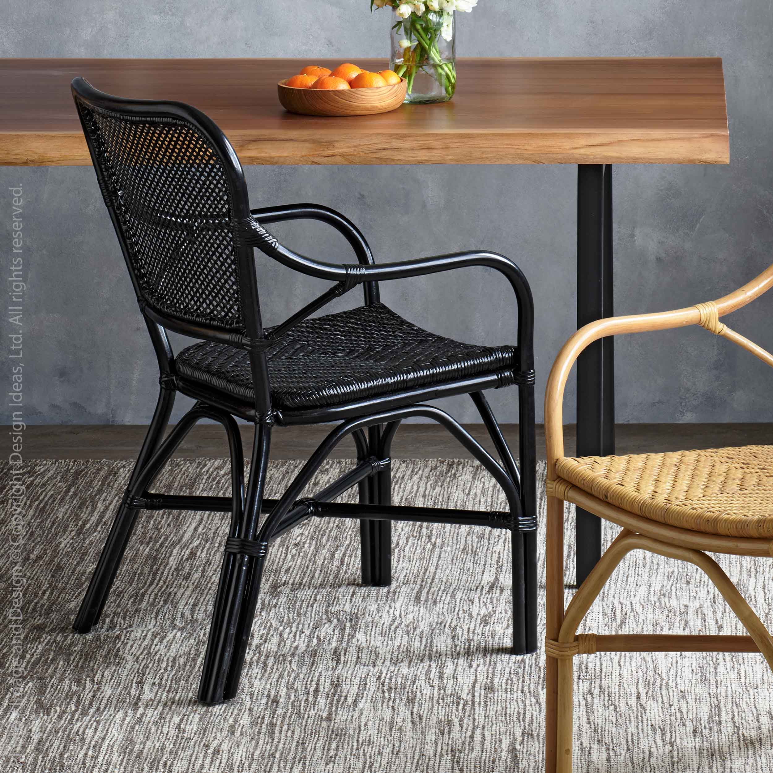 Lanai™ Woven 100% Rattan Core Black Chairs