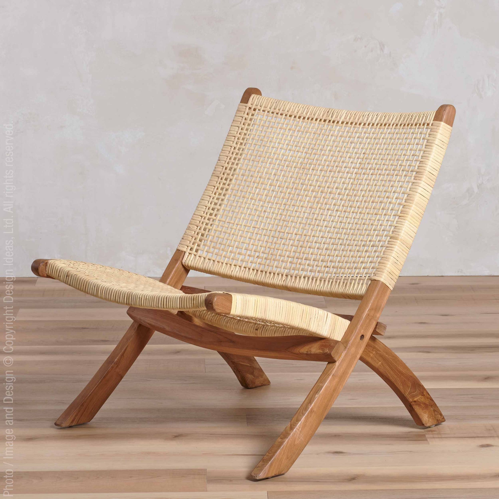 Alta™ Woven Rattan and Teak Folding Lounge Chair