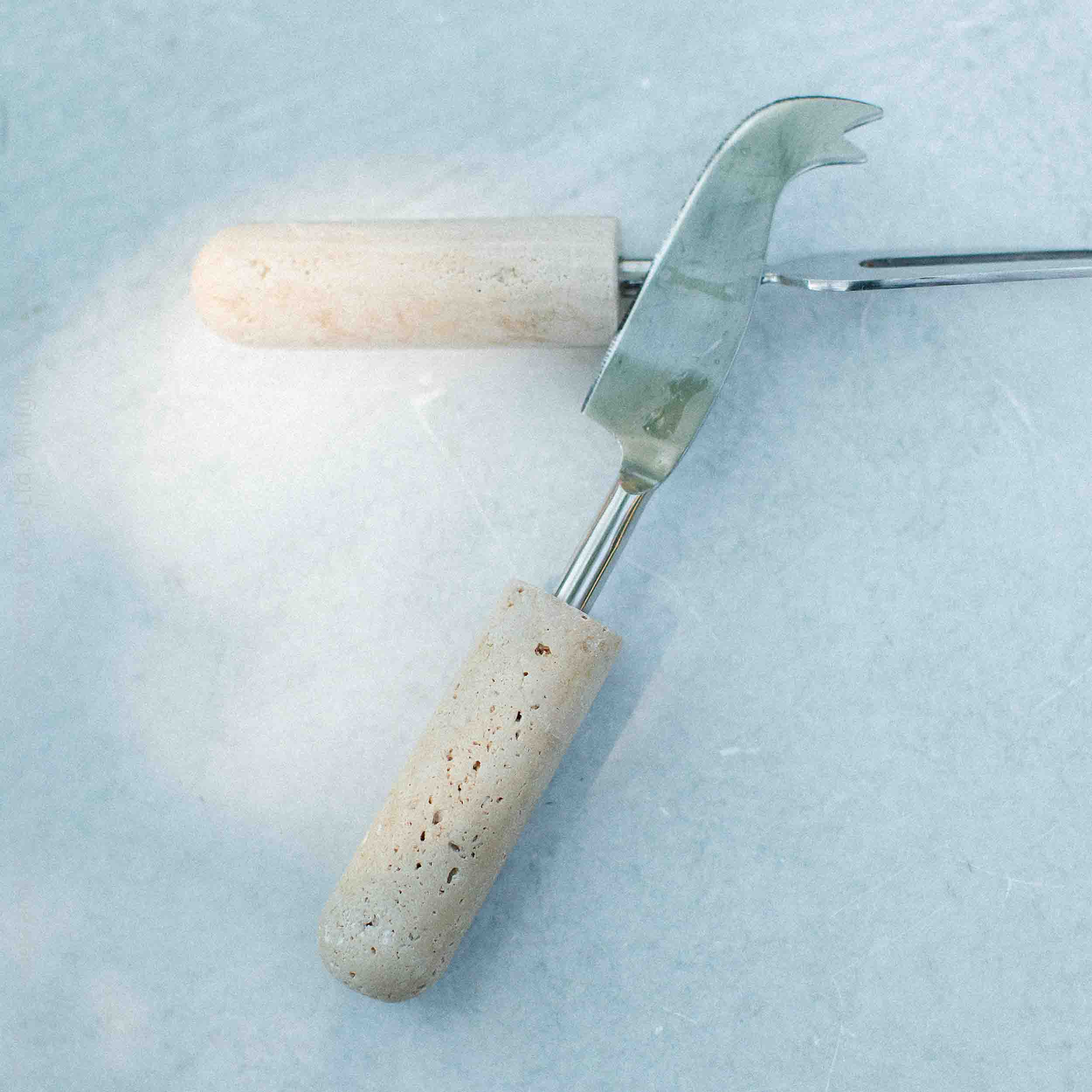 Marbella™ Hand Crafted Metal and Travertine Cheese Knives (set of 2)