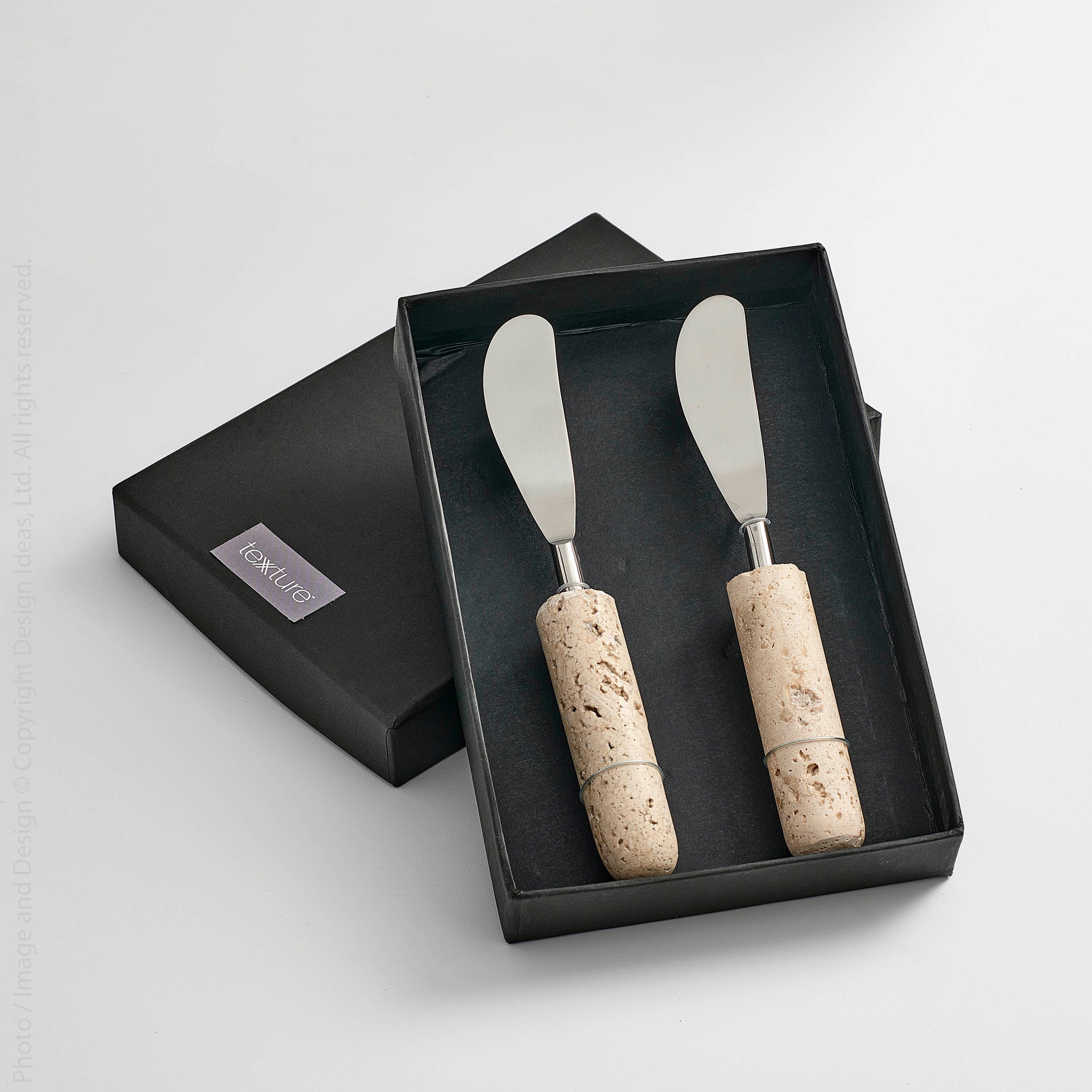 Marbella™ Hand Crafted Metal and Travertine Spreaders (set of 2)