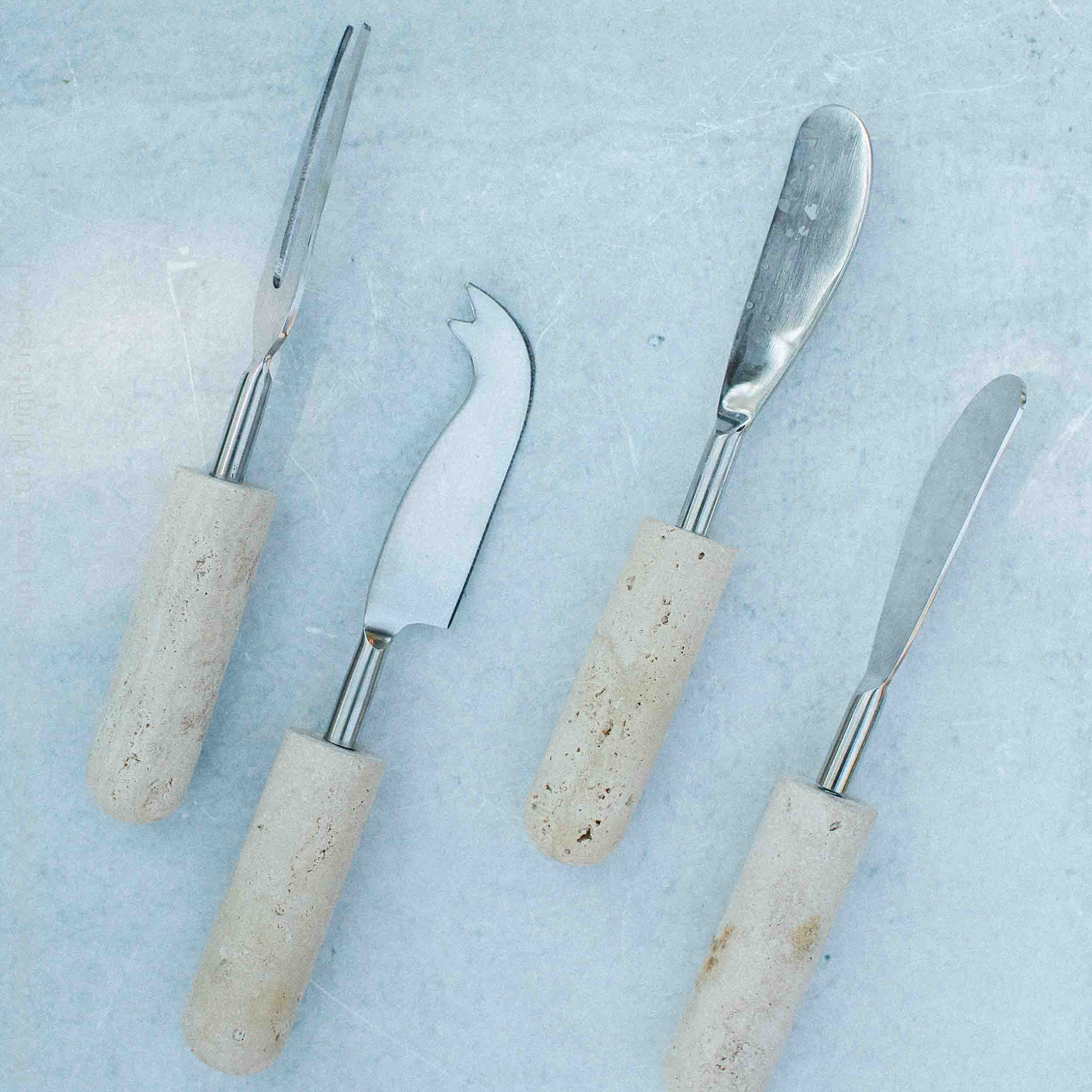 Marbella™ Hand Crafted Metal and Travertine Spreaders (set of 2)