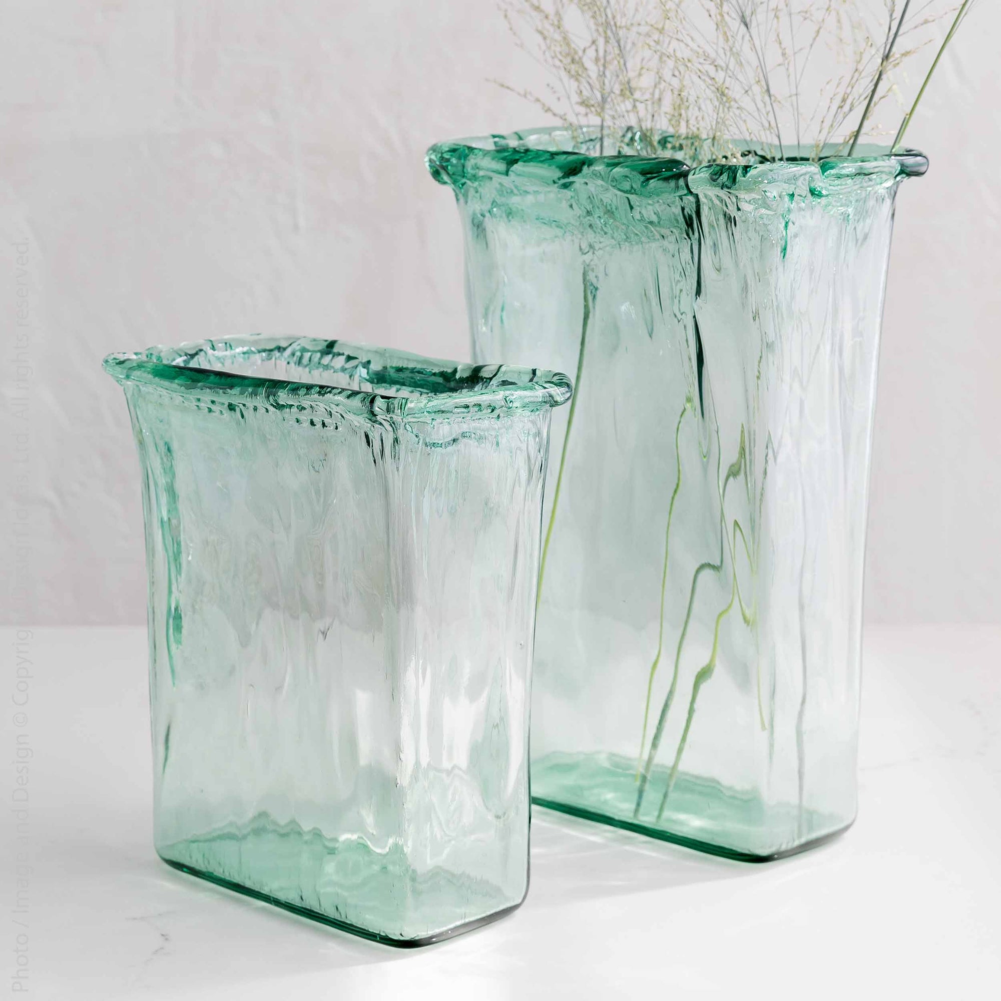 Nile River recycled glass vase (13.5 in. - rectangle)