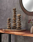 PebbleStack™ riverstone candleholder (4.3 dia x 7.9 in.)