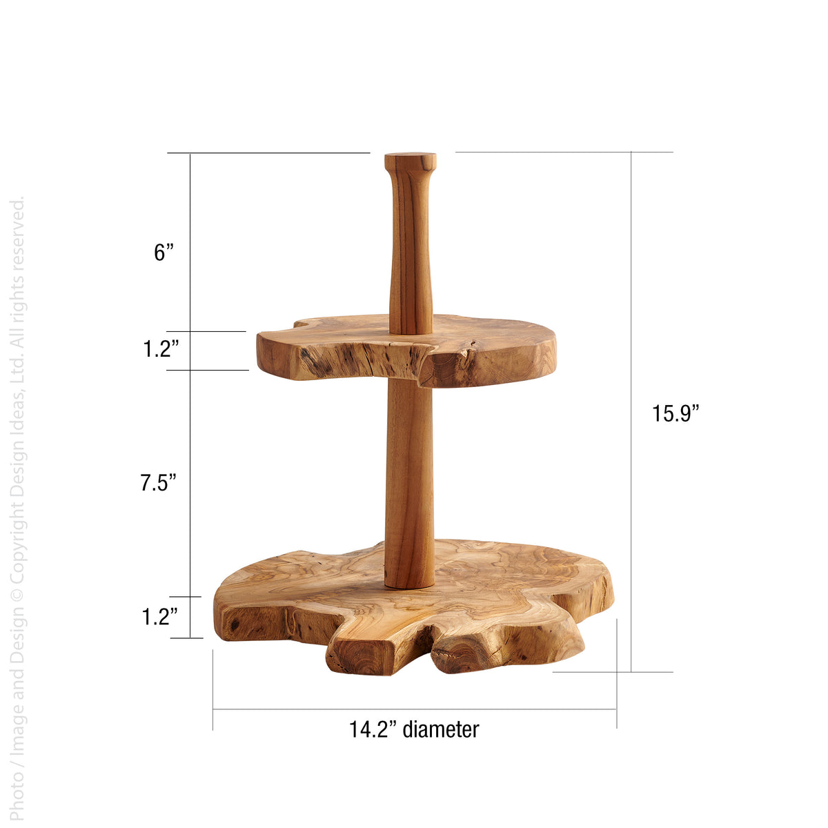 Live Edge Riser Takara™ Teak Wood Live Edge 2-tier Riser - texxture™
