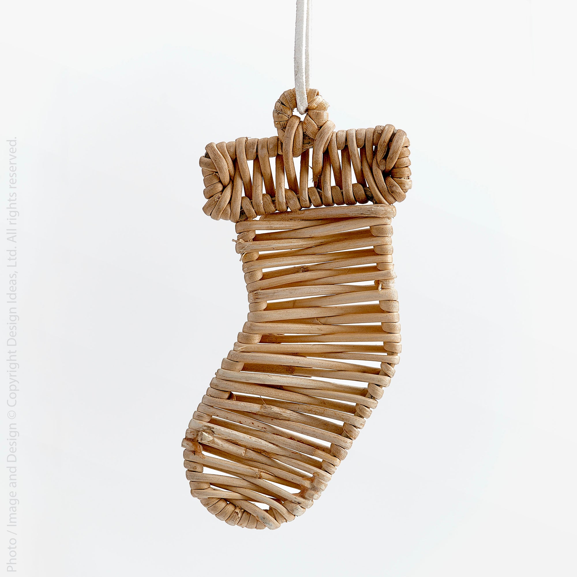 Calamus™ hand wrapped rattan ornament (stocking)