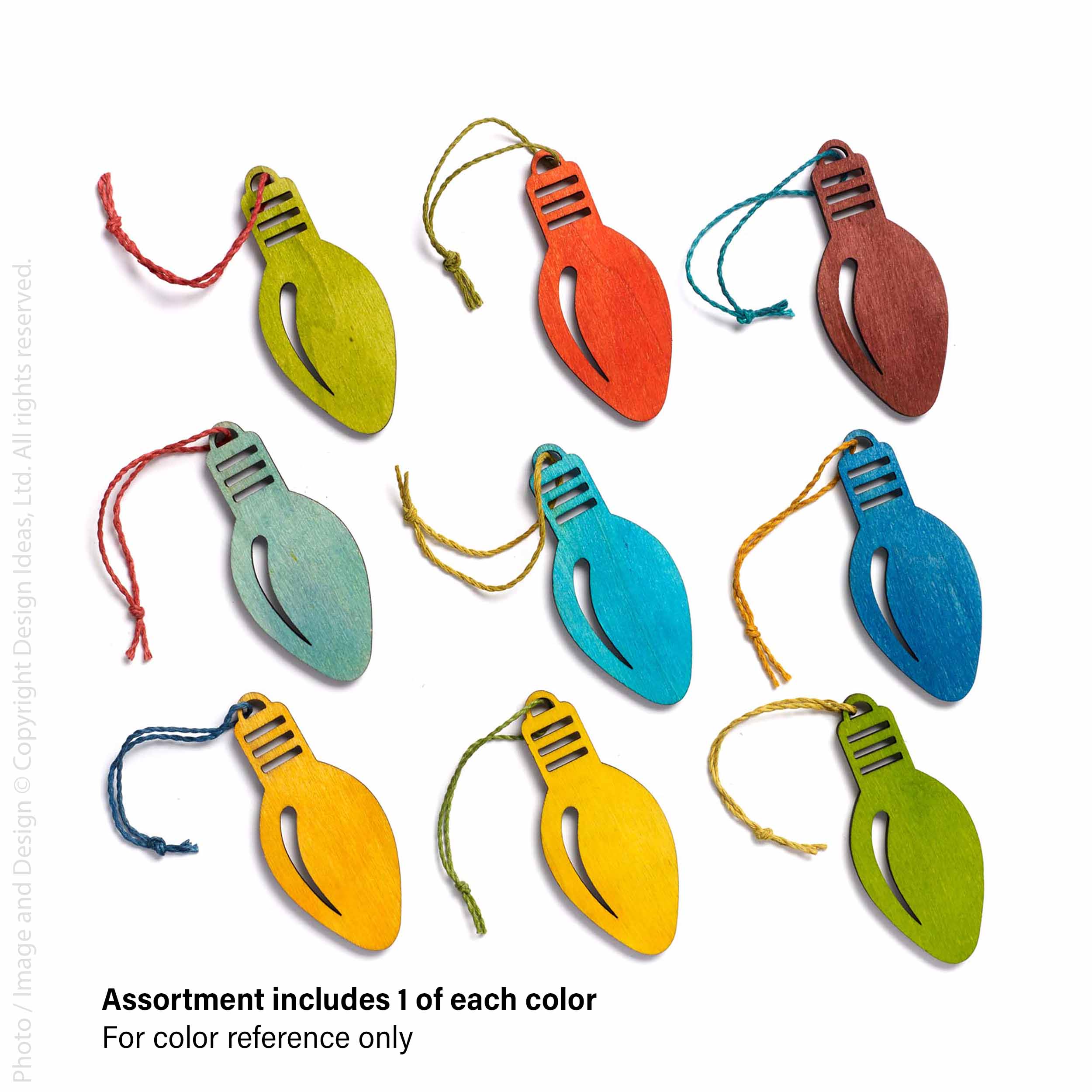 Festive™ Train Wood Ornaments (assorted colors - set of 9)