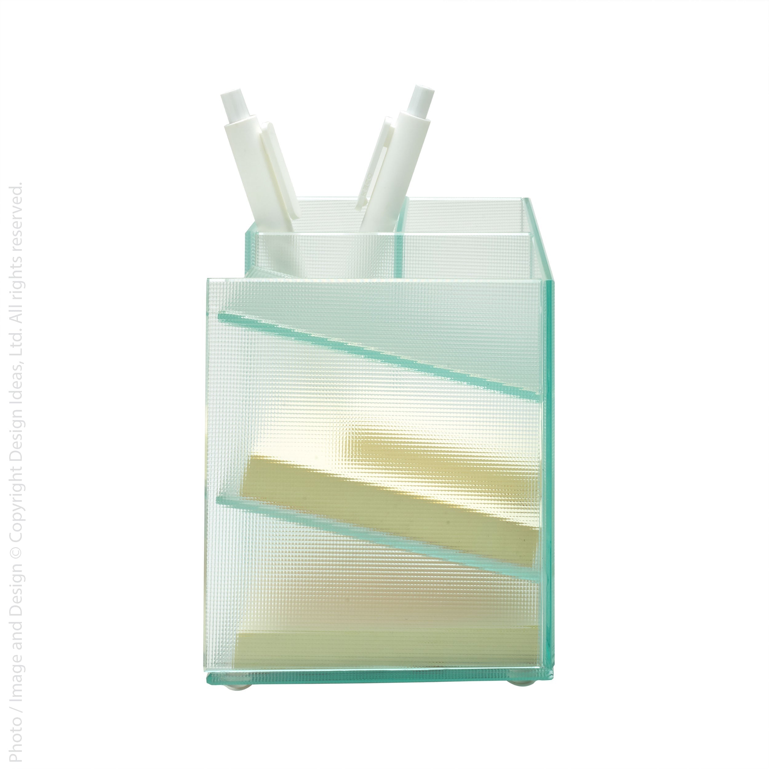 Vinestra Glass Desk Organizer   | Image 4 | From the Vinestra Collection | Skillfully handmade with natural glass for long lasting use | Available in clear color | texxture home