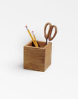Takara Teak Pencil Cup - Clear Color | Image 1 | From the Takara Collection | Skillfully crafted with solid teak for long lasting use | This pencil cup is sustainably sourced | Available in natural color | texxture home