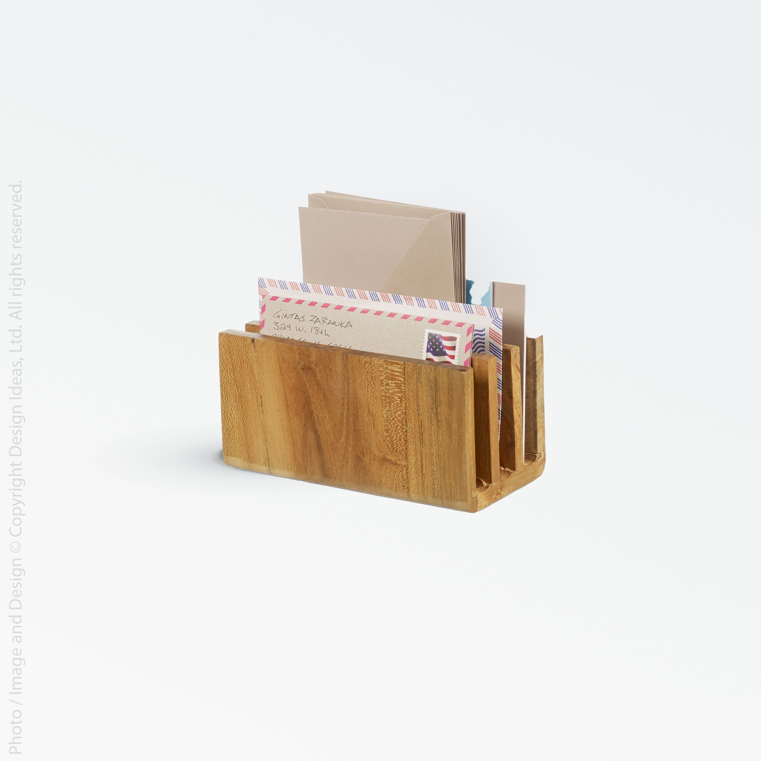 Takara Teak Letter Sorter - Natural Color | Image 1 | From the Takara Collection | Masterfully constructed with solid teak for long lasting use | This organizer is sustainably sourced | Available in clear color | texxture home