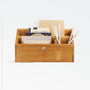 Takara Teak Desk Organizer - Natural Color | Image 1 | From the Takara Collection | Skillfully made with solid teak for long lasting use | This organizer is sustainably sourced | Available in clear color | texxture home