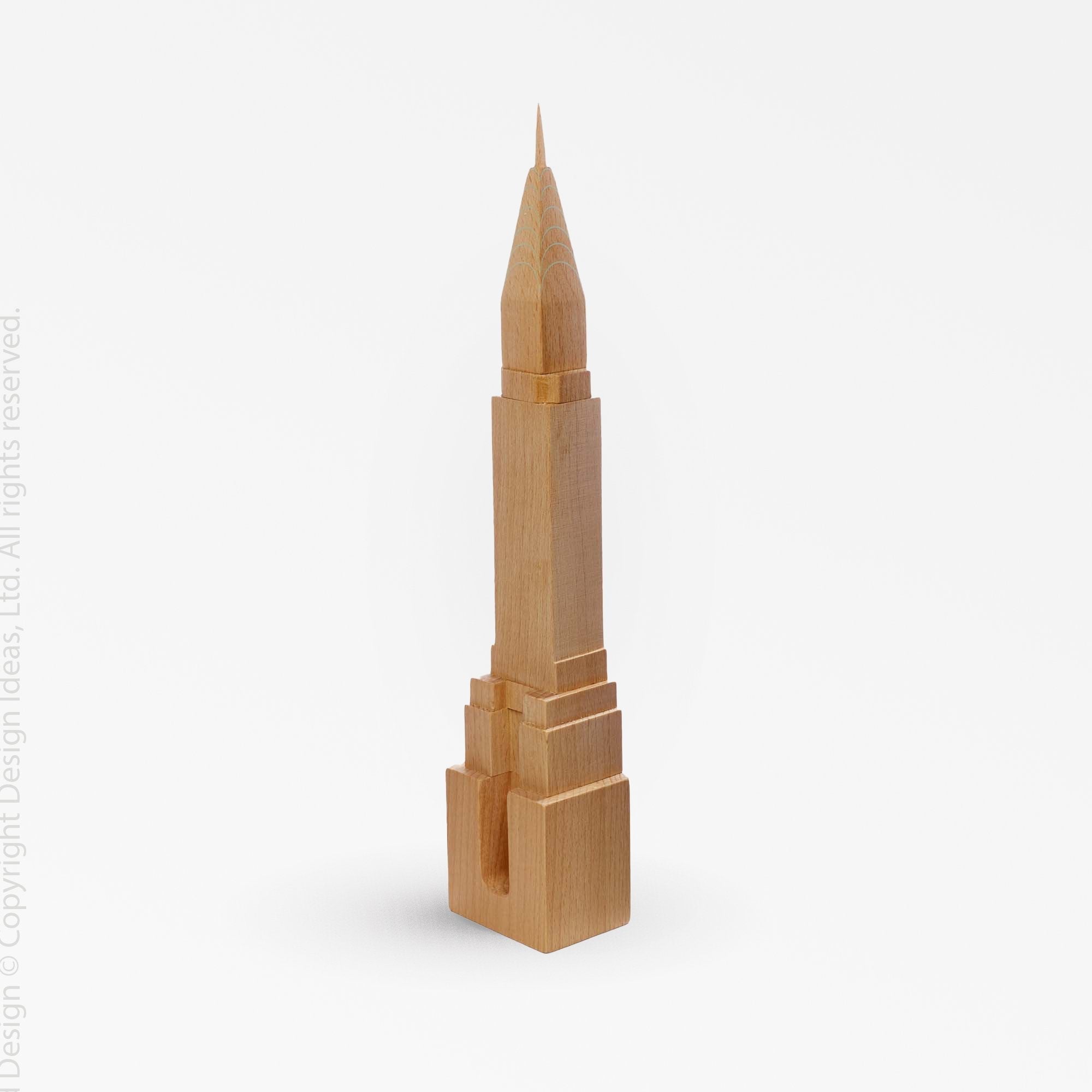 BuildingBlocks Wooden Chrysler Building - Natural Color | Image 1 | From the Building Blocks Collection | Expertly created with natural wood for long lasting use | Available in natural color | texxture home