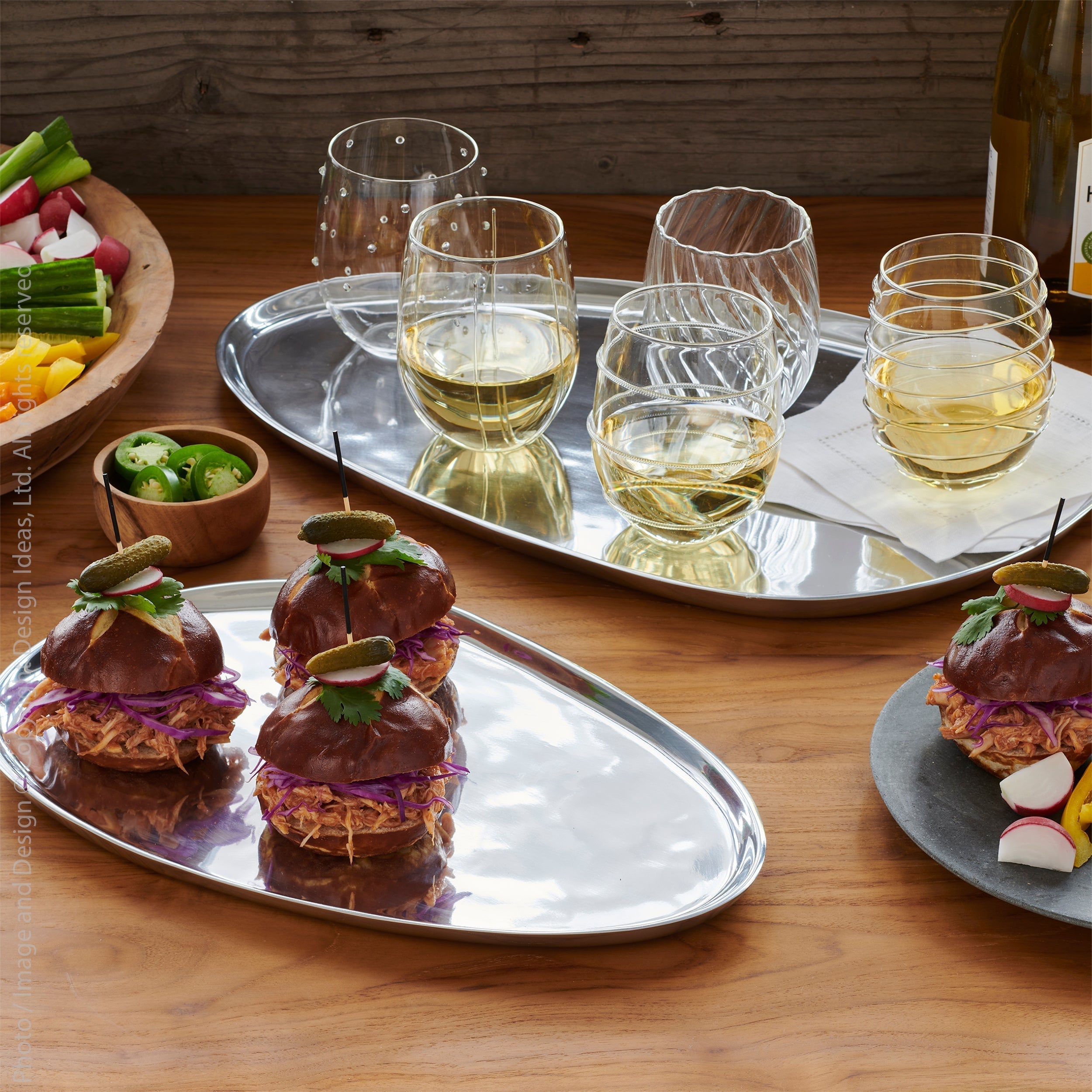 Stemless wine sales glass display