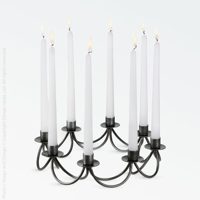 Jasper Iron Taper Wreath Candle Holder - Black Color | Image 1 | From the Jasper Collection | Expertly constructed with natural iron for long lasting use | Available in copper color | texxture home
