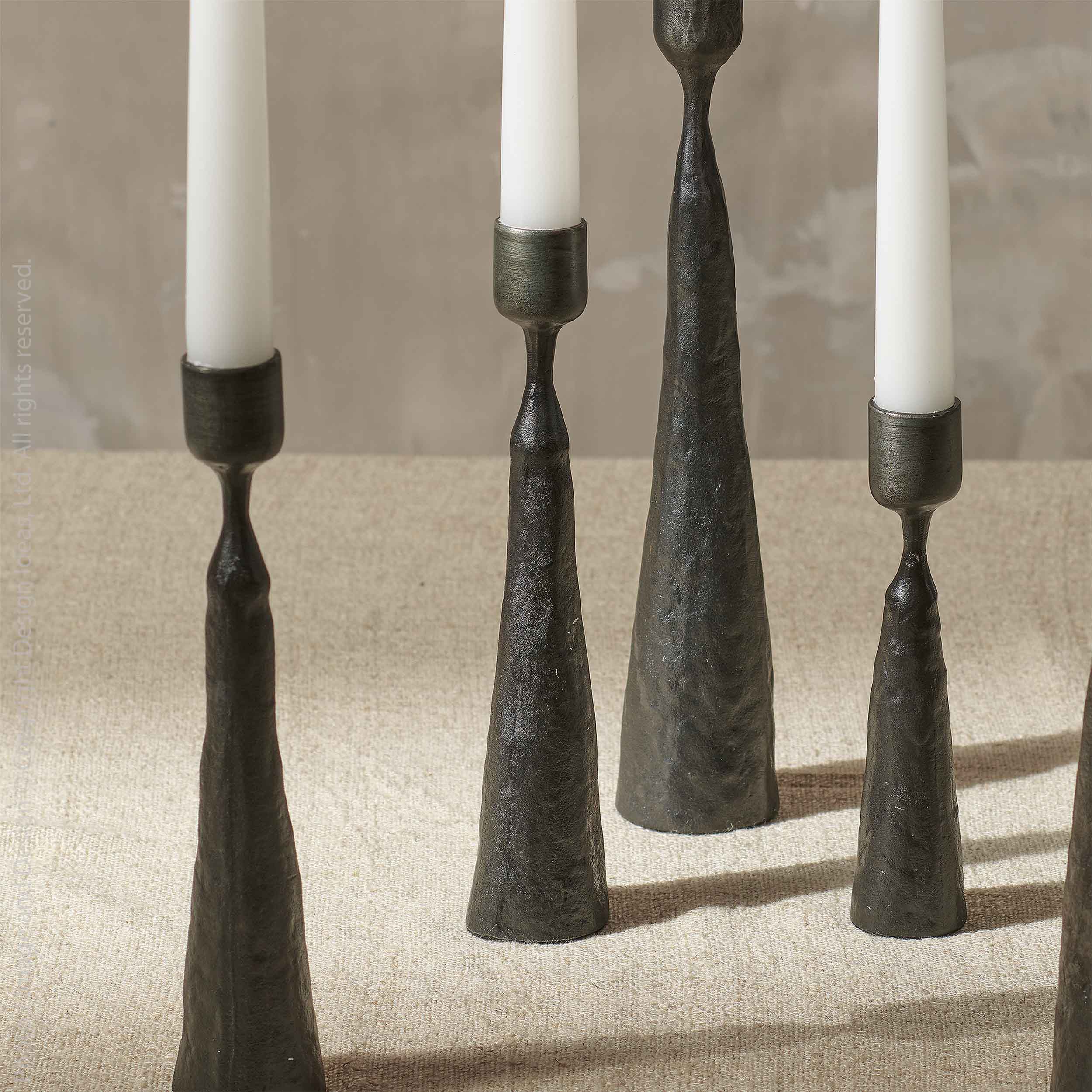 Palmer™ Medium Hand Forged Iron Taper Holder (8 in.) - (colors: Black) | Premium Candleholder from the Palmer™ collection | made with Iron for long lasting use