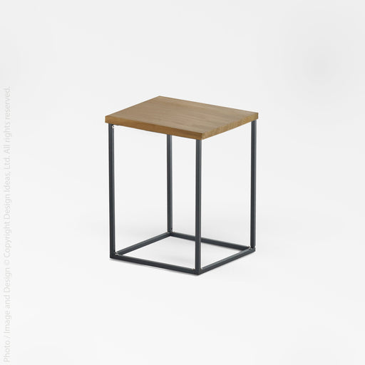 Pietra Teak Square Side Table - Black Color | Image 1 | From the Pietra Collection | Masterfully crafted with natural iron for long lasting use | Available in brass color | texxture home