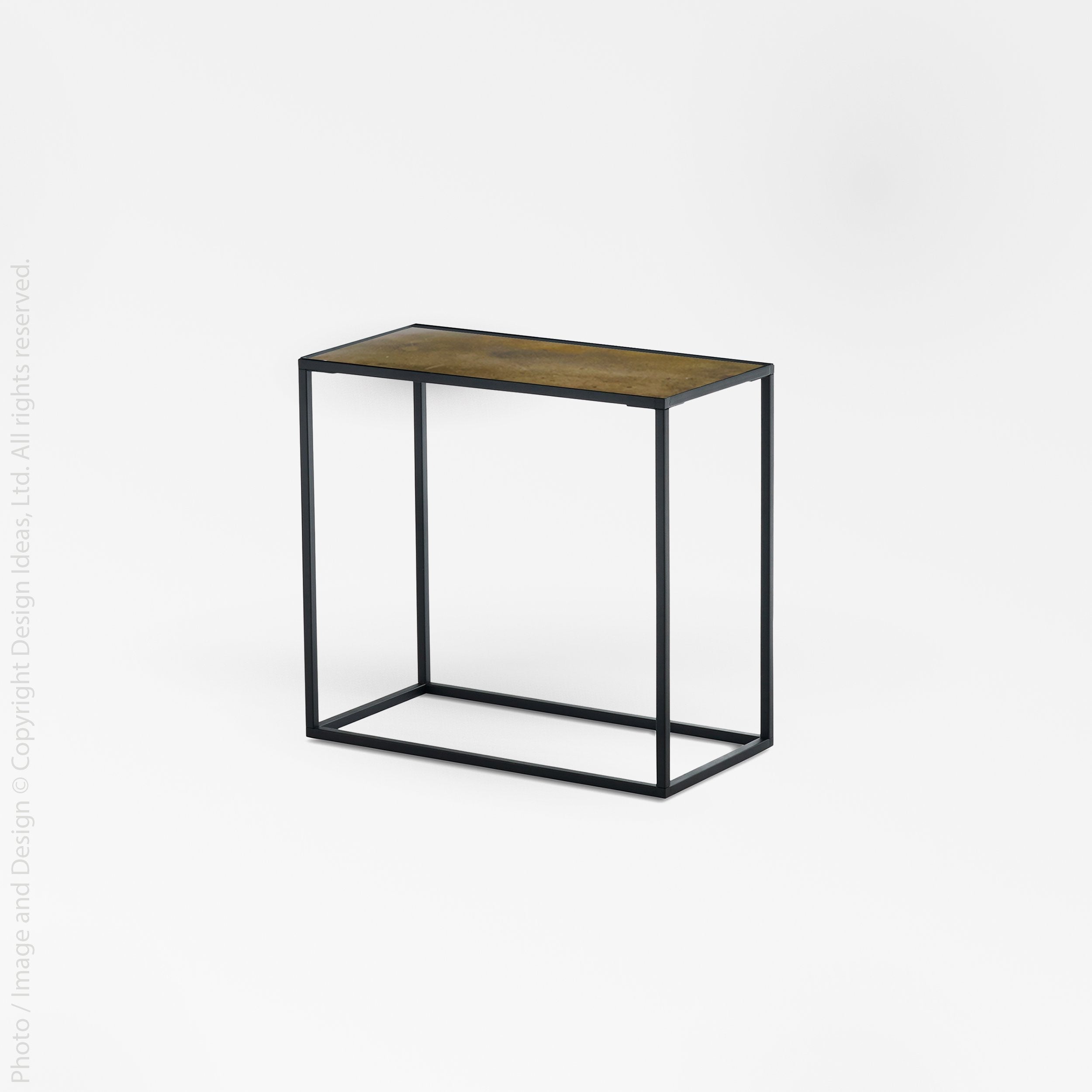 Pietra Brass Patina Side Table (Rectangle) - brass Color | Image 1 | From the Pietra Collection | Expertly handmade with natural iron for long lasting use | Available in brass color | texxture home