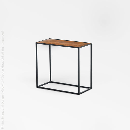 Pietra Copper Patina Rectangular Side Table - natural Color | Image 1 | From the Pietra Collection | Expertly assembled with natural copper for long lasting use | Available in brass color | texxture home