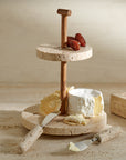 Marbella™ Handmade Travertine and Wood 2-Tier Riser - (colors: Natural) | Premium Riser from the Marbella™ collection | made with Travertine and Wood for long lasting use