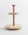 Marbella™ Handmade Travertine and Wood 2-Tier Riser