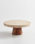 Marbella™ Small Handmade Travertine and Wood Riser (8 in.)