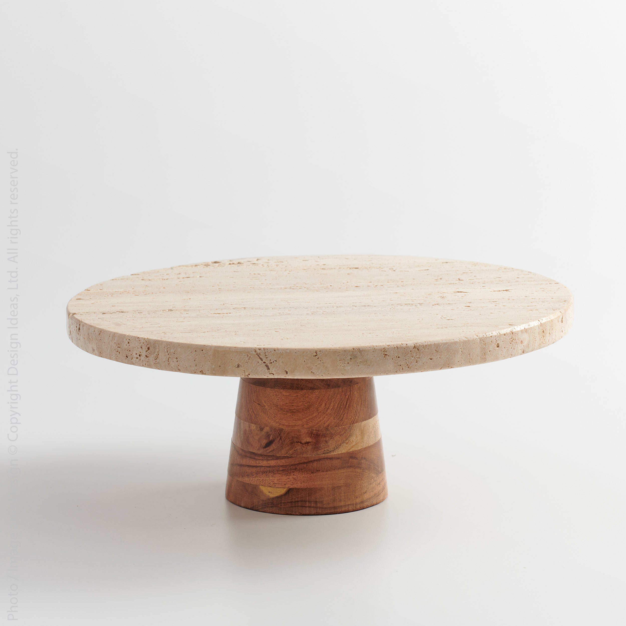 Marbella™ Medium Handmade Travertine and Wood Riser (12 in.)