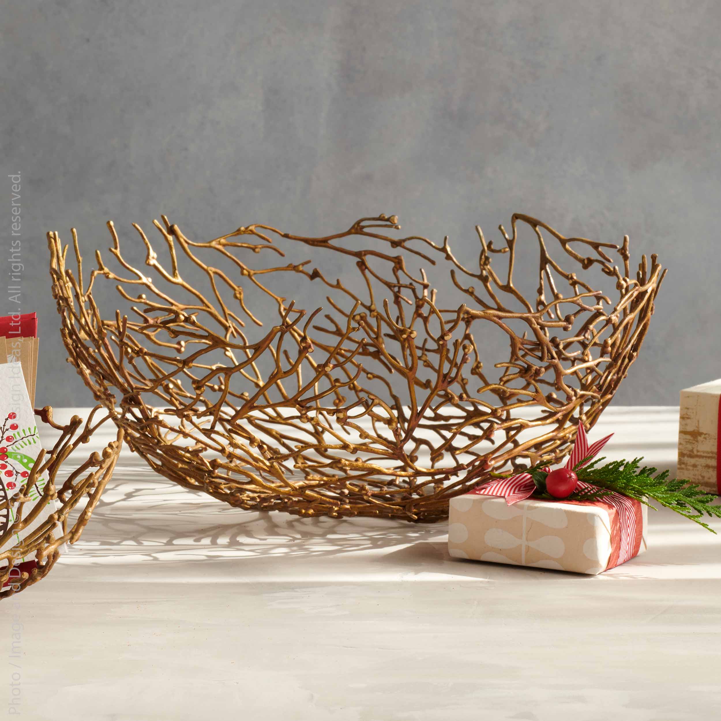 Mistletoe™ Sand Casted Brass Bowl
