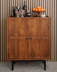 Dalston™ Assembled by Biscuit Joint and Screws Mango Wood, Iron, Marble, and MDF Bar Cabinet - (colors: Natural) | made with Mango Wood, Iron, Marble, and MDF for long lasting use