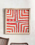 Caswell™ Small Miter Joint Frame Fabric, Mango Wood, MDF, and Metal D-Ring Wall Art (20 x 20 in) - (colors: Red/Orange) | Premium Decorative from the Caswell™ collection | made with Fabric, Mango Wood, MDF, and Metal D-Ring for long lasting use