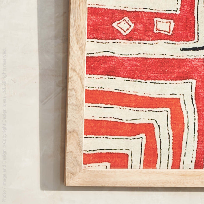 Caswell™ Small Miter Joint Frame Fabric, Mango Wood, MDF, and Metal D-Ring Wall Art (20 x 20 in) - (colors: Red/Orange) | Premium Decorative from the Caswell™ collection | made with Fabric, Mango Wood, MDF, and Metal D-Ring for long lasting use